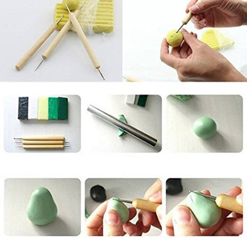 COMIART 5Pcs Wooden Ball Styluses Tool Set for Embossing Pattern Clay Sculpting, Nail Art...