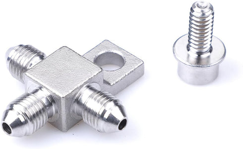 Stainless Steel AN3-3AN Male Brake Hose End Tee Block with screw 1/4-20 unf Titanium Color...