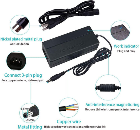 AC Adapter Power Supply 12V 4A 48W AC/DC Power Adapter with 5.5x2.1mm DC Plug 12V 4A 48W for LCD Monitor, LED Strip Light and Other Low Voltage De...