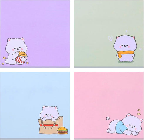 Cute Self-Stick Note Pads, 4 Pack 320Sheets Kawaii Animal Sticky Notes Cartoon Memo Pads Markers Flags Cute Stationary Note Pads for School Home S...