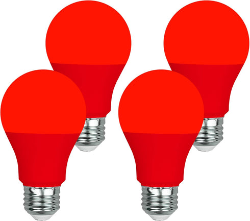 GREENIC Red Light Bulbs 9W (60 Watt Equivalent), 120V E26 Base A19 Red LED Lights for Bedroom, Porch, Holiday, Party, Valentine's Day, Halloween, ...