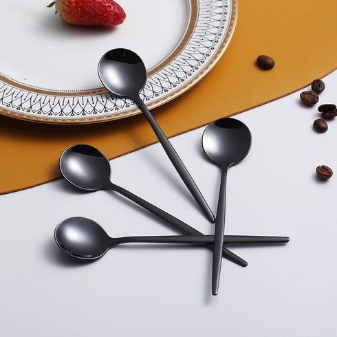 Black Coffee Spoons Set of 6, Kyraton Stainless Steel 5.1" Titainium Plating Demitasse Spoons, Tiny Espresso Spoons, Small Mini Coffee Spoons, Dis...