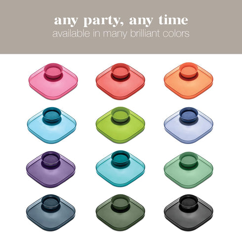 Madesmart dipware Dinner Plate with Collapsible and Removable Dip Bowl for Meals and Appetizers; Reusable Serving Plate with Multipurpose Bowl, Tr...