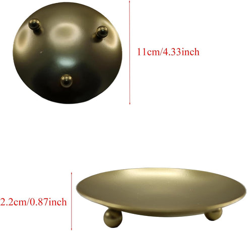 2Pcs Iron Plate Candle Holder Set - 4.33 Inch Decorative Pedestal Candle Stands for Home, Wedding, and Birthday Parties - Elegant Gold Candle Hold...