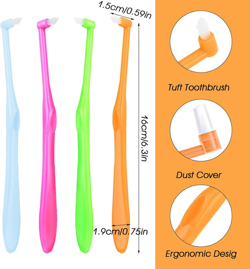 Ouligay 4PCS Tuft Toothbrush Single Tufted Toothbrush End-Tuft Trim Toothbrush Slim Interspace Teeth Brushes Soft Trim Toothbrush for Detail Clean...