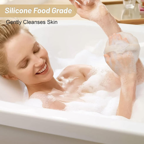 Silicone Body Scrubber, Shower Brush Exfoliating Skin Silicone Scrubber, Foaming Deep Cleaning, Durable, Suitable for All Skin (White)...