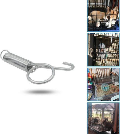 10 Pack Rabbit Cages Door Metal Finger Spring Latch Hook Multi-Functional Pet Cages Door Spring Latch for Fixing Small Animal, Rabbit, Dog, Cat, P...