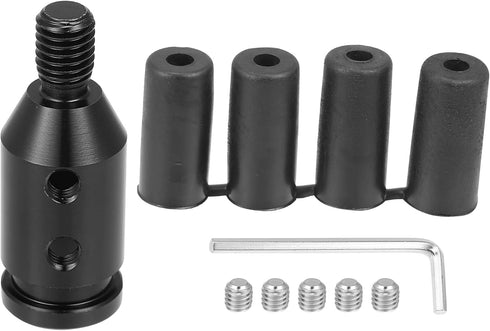 Gear Shift Knob Adapter Kit Universal with 4 Plastic Hoses Non Threaded Lever Cover Head Aluminum Alloy Black...