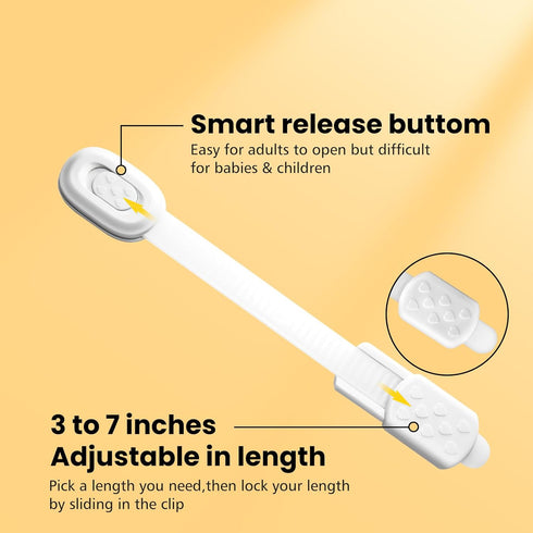 Child Safety Cabinet Locks(6 Pack) Child Proof Cabinet Locks with Adhesive for Fridge, Cabinets, Drawers, Dishwasher, Toilet Safe Material No Dril...