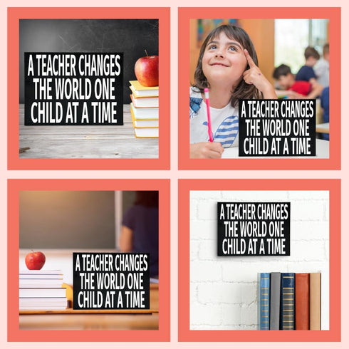 JennyGems A Teacher Changes World One Child at Time Wood Sign, Inspirational Teacher Gift, Classroom Decor, Gift for Teacher Appreciation...