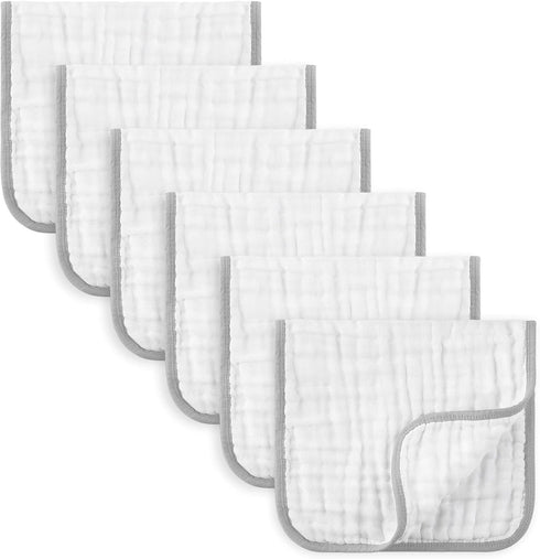 MUKIN Baby Burp Cloths Sets for Unisex Newborn Burping Clothes 6 Pack Bibs Rags for Boys and Girls (Grey)...