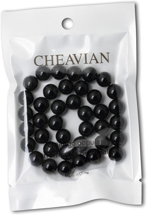 35PCS 10mm Black Smooth Polish Onyx Agate Gemstone Round Loose Beads for Jewelry Making 1 Strand 15"...