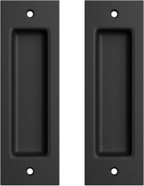 SMARTSTANDARD 2 Pack Flush Pull 6 1/2" Matte Black Inset Handle, Recessed Finger Pull for Sliding Barn Door, Closet, Pocket Door...