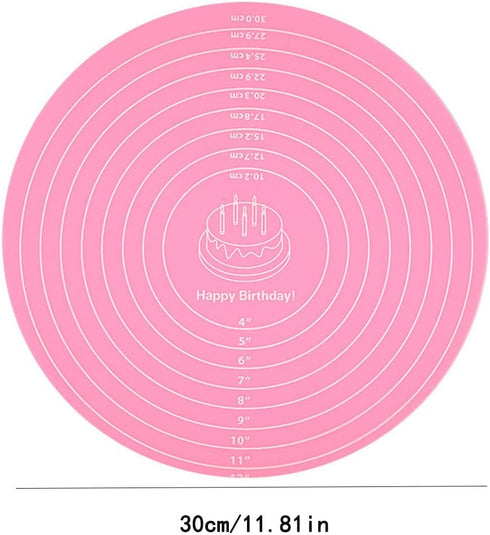 Silicone Baking Mat Cake Mat Silicone Cake Mat Silicone Baking Mat with Measurements for CakeTurntable Stand Non-Stick Heat Resistant Pastry Bakin...