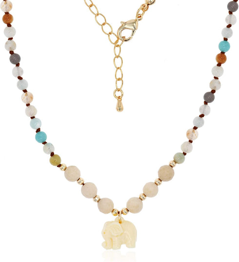 POMINA Real Amazonite Natural Gemstone Beaded Choker Necklace Semi Precious Stone Choker for Women Teen...