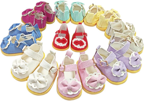6 Pairs of Dorable Doll Shoes for 14 Inch Doll, Cute Bow Doll Shoes for 14 Inch Girl Dolls, Randomly 6 Pairs from 10 Shown in The Picture, Doll Ac...