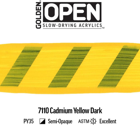 OPEN Slow-Drying Acrylics by GOLDEN, Cadmium Yellow Dark, 2 fl oz. tube, Professional Acrylic Paint, Semi-Opaque...