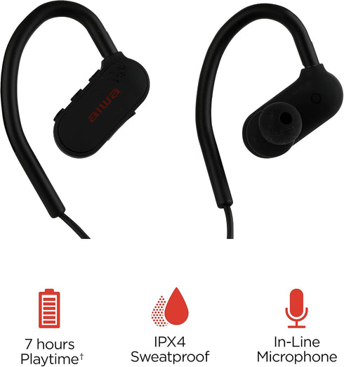 AIWA Water Bottle with Speaker and Earphone Bundle - 400ml Water Bottle with 4 Hour Playtime and Wireless Sports Earphones with Integrated Mic, 10...