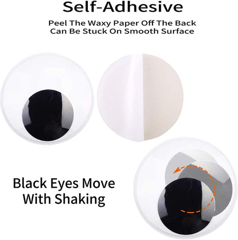 DIYASY 3inch 4inch 5 Inch 6 Pcs Large Googly Wiggle Eyes with Self Adhesive for Crafts Making....