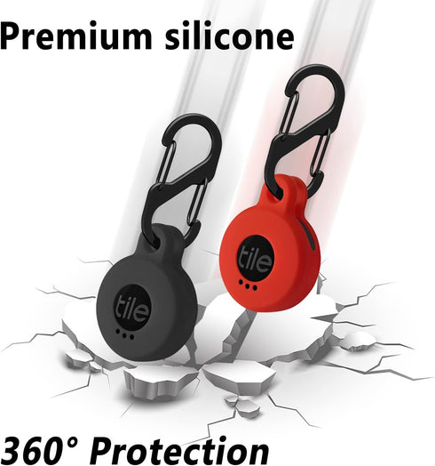 Geiomoo Silicone Cover Compatible with Tile Sticker 2022, Protective Case with Carabiner (2 Pack Red+Black)...