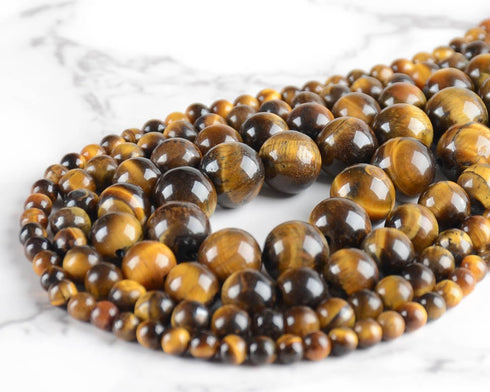 8mm 100pcs Natural Stone Beads Tiger Eye Round Genuine Stone Beading Loose Gemstone Hole Size 1mm DIY Charm Smooth Beads for Bracelet Necklace Ear...
