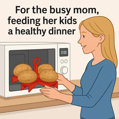 Microwave Potato Cooker – BPA-Free Plastic Rack Cooks 4 Potatoes Evenly in Minutes – Quick and Healthy Microwave Meal or Snack...