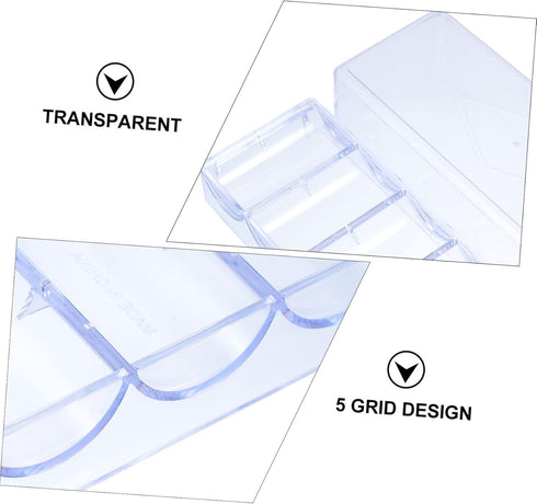 5 Grid Plastic Compartment Storage Container,Chip Box Clear Container Clear Organizer Box for Washi Tapes, Craft, Beads, Jewelry, Small Parts...