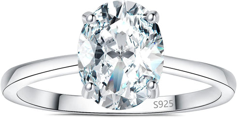 JewelryPalace Oval Cut 2ct Cubic Zirconia Engagement Rings for Women, 14K White Gold Plated 925 Sterling Silver Promise Ring for Her, Simulated Di...