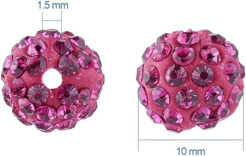 Beadthoven 1Box/150pcs 10mm 15 Colors Pave Czech Crystal Rhinestone Clay Spacer Beads Round Polymer Disco Ball Beads Charms for DIY Bracelet Earri...