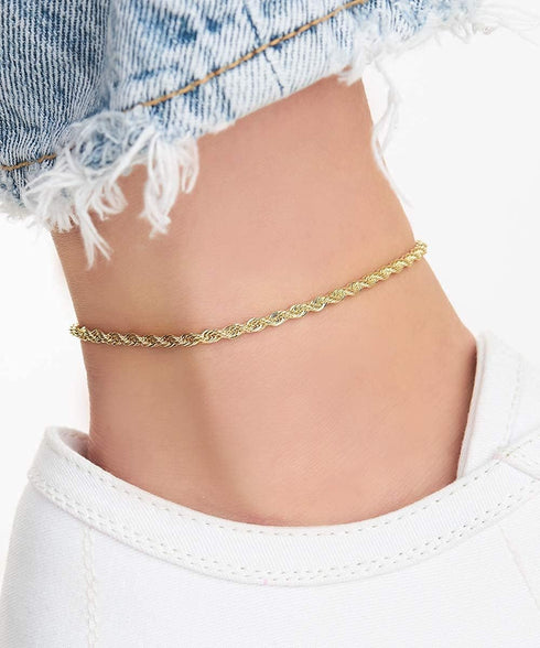Barzel 18K Gold Plated Braided Rope Anklet for Women, 10 Inches - Made In Brazil...