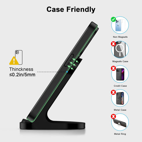 15W Fast Android Phone Wireless Charger for Google Pixel 8a/8 Pro/8/7 Pro/7/6,iPhone 15/14/13/12/XR/SE,LG;Samsung Wireless Charger Station (Stand)...