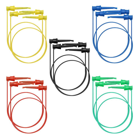 Sumnacon 10 Pcs Multimeter Electrical Test Dual Lead Test Hook Clips - 5 Colors Silicone Flexible Test Cables for Electronic, Component, Testing C...