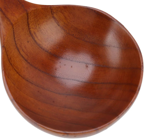 Wooden Spoon, Japanese Long Curved Handle Spoon Large Round Wooden Cooking Soup Spoon Kitchen Cookware(Type 1)...