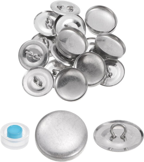 HARFINGTON 10 Sets Self Cover Button Kit 30L 0.75" 19mm with Wire Backs Aluminum Buttons to Cover Fabric Button Maker Covered Buttons Kit with Too...