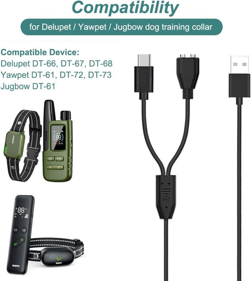 Kissmart Charger for Jugbow/Delupet/Yawpet Dog Training Collar, Magnetic Charging Cable for DT-61/66/67/68/72/73 Shock Collar and Remote (3.3ft/1m...