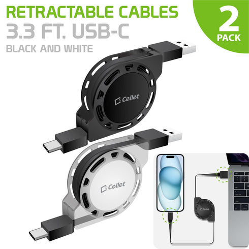 Retractable USB-C Charger Cable, TYPE-C 3 Feet Charging Cable Compatible to iPhone 15 Series, Samsung Galaxy Smartphones, Google Pixel, Moto iPad ...