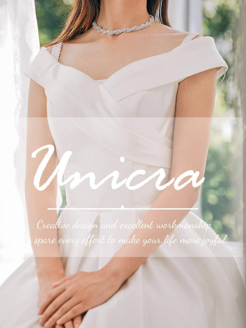 Unicra Bride Silver Necklace Earrings Set Crystal Bridal Wedding Jewelry Rhinestone Bridesmaid Party Choker Drop Dangle for Women and Brides...