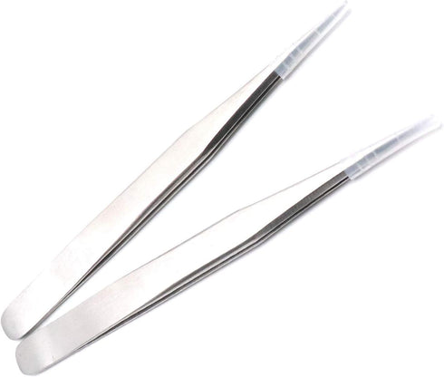 2 Pcs Precision Tweezers Fine-Pointed Tip Metal Tweezers with Protective Sleeves for Crafts Jewelry Watch Clock Electronic Components Beading Repa...