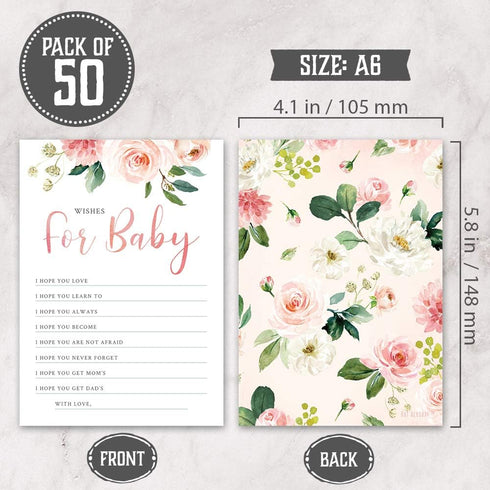 Hat Acrobat Set of 50 Wishes for Baby Cards for Baby Shower - Cute Floral Baby Shower Games - Blush Pink Baby Shower Wishes for Baby Advice Cards ...