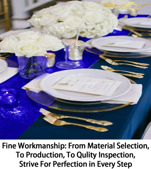 ShinyBeauty 12x72-Inch-Royal Blue-Sequin Table Runner with Tassel for Dining Decoration-Sequin Dresser Scarves for Wedding Event...