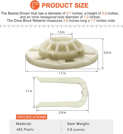 Upgraded W10528947 Washer Basket Driven Hub Kit by Beaquicy - Replacement for Whirl-pool Ken-more May-tag Washers - Replaces W10396887 AP5665171 mvwc360aw0 mvwx655dw0 mvwc555dw1 wtw5000dw1 mvwc465hw2