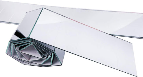 CHENRUI 1" x 2" Adhesive Mirror Tile Row Real Glass Rectangle Mirror for Craft Projects...