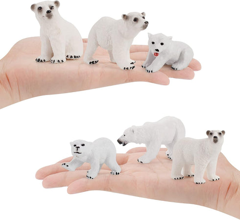 Wildlife Animal Model Toy Playsets 6 PCS Realistic Polar Bear Figure Toys Desktop Decoration Collection Party Favors Toys for Kids...