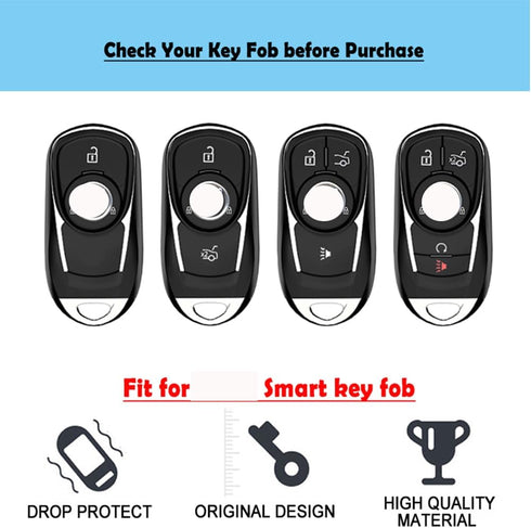 Key Fob Cover,Compatiable With Buick Enclave Lacrosse Verano Encore Regal Envision Cascada GL8 Smart Keyless Entry Key Fob Soft TPU Case Protector...