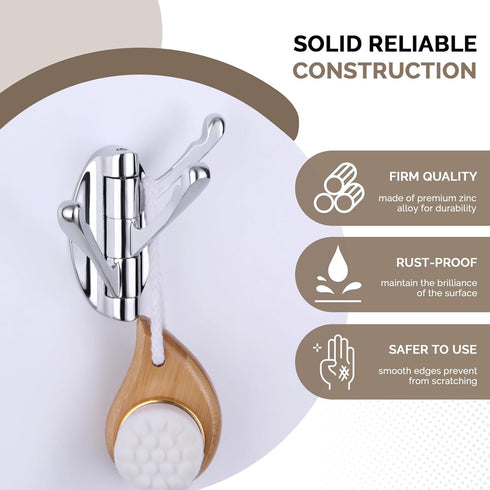 Angle Simple Towel Hook Chrome 2 PCS, Metal Swivel Folding Bathroom Hook, Hand Towel Holder, Heavy Duty Clothes Robe Hook for Bathroom Wall Mount...