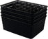 Asking 4-Pack Plastic Weave Storage Basket, Black Plastic Storage Baskets Organizing...