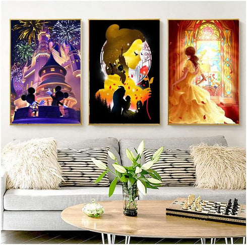 3 Packs 5D Diamond Painting Paint by Numbers Kits for Adult and Kids,Cartoon Princess Round Full Drill Crystal Rhinestone Embroidery Cross Stitch ...