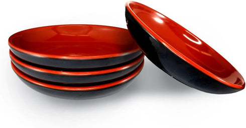 Happy Sales HSSDRB4, Melamine Sauce Dishes, Dipping Bowls, Set of 4 pc (Red Black)...