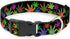 Buckle-Down Plastic Clip Collar - Multi Marijuana Leaves Black/Multi Color - 1/2" Wide - Fits 9-15" Neck - Large...