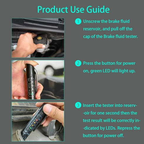Brake Fluid Tester Pen, Hydraulic Fluid Liquid Oil Moisture Analyzer with 5 LED Indicators, Auto Brake Diagnostic Testing Tool for DOT3 DOT4 Brake...